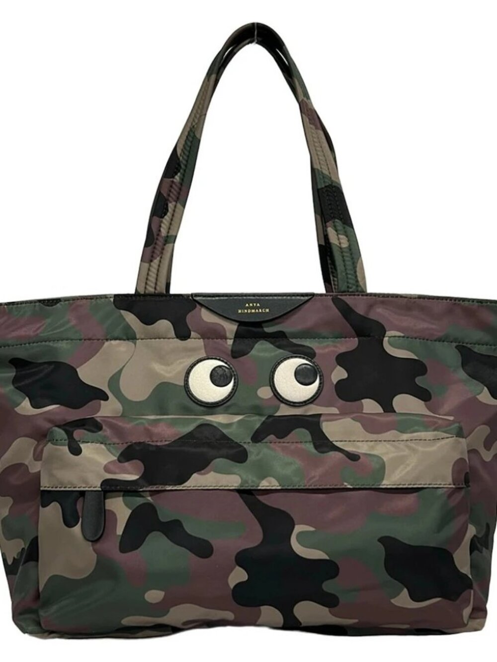 Anya Hindmarch E/W Tote Eyes Inca Mo 159647 Khaki Dark Brown Multi Nylon